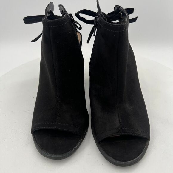 LC Lauren Conrad Sunflower Black Open Peep Toe Tie Back Sandal Booties Size 8M - Picture 4 of 13